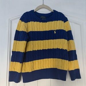 Ralph Lauren Boys Striped Crewneck Sweater - Blue and Yellow